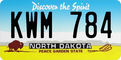 ND license plate KWM784