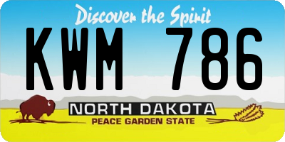 ND license plate KWM786