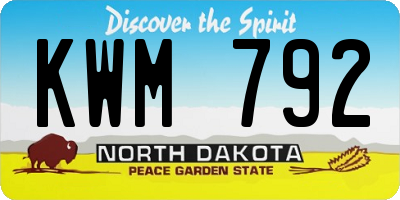 ND license plate KWM792