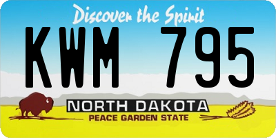 ND license plate KWM795
