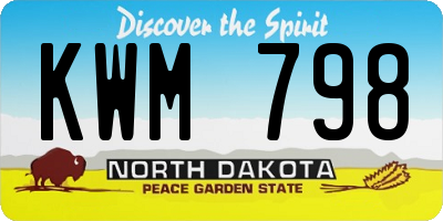ND license plate KWM798