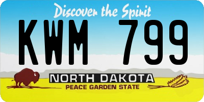 ND license plate KWM799