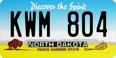 ND license plate KWM804