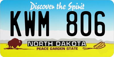 ND license plate KWM806