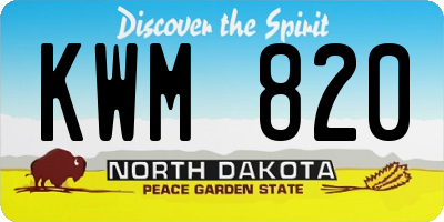 ND license plate KWM820