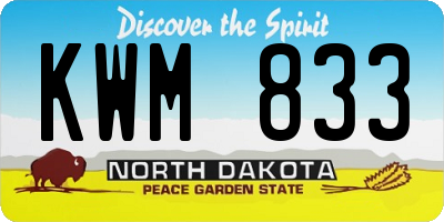 ND license plate KWM833