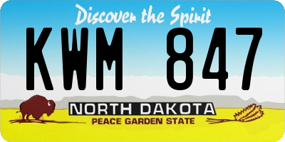 ND license plate KWM847