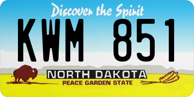 ND license plate KWM851