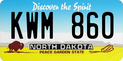 ND license plate KWM860