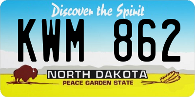 ND license plate KWM862