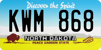 ND license plate KWM868