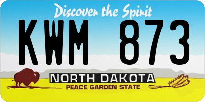 ND license plate KWM873