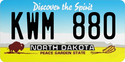 ND license plate KWM880