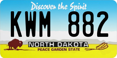 ND license plate KWM882