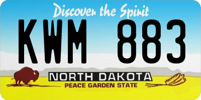 ND license plate KWM883