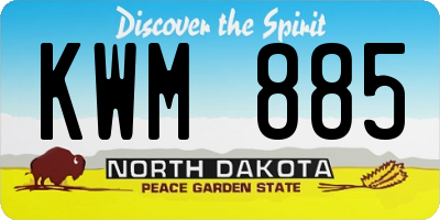 ND license plate KWM885