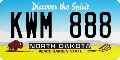 ND license plate KWM888