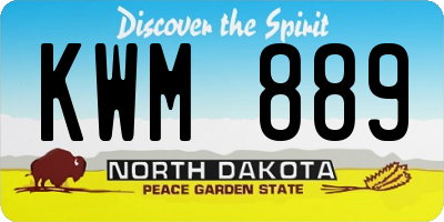 ND license plate KWM889