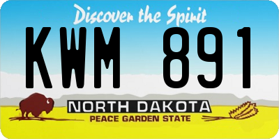 ND license plate KWM891