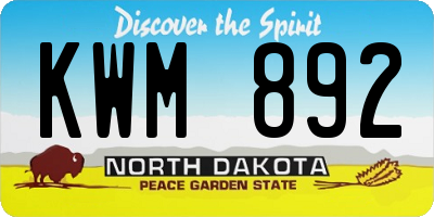 ND license plate KWM892