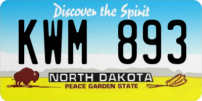 ND license plate KWM893