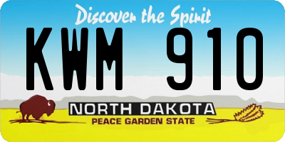 ND license plate KWM910