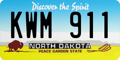 ND license plate KWM911