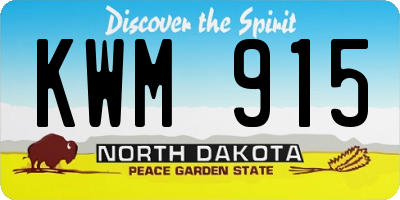 ND license plate KWM915