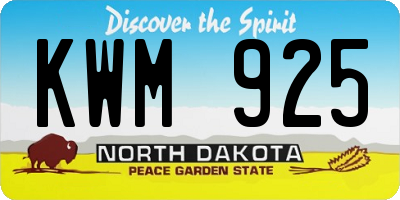 ND license plate KWM925