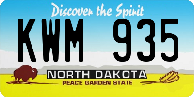 ND license plate KWM935