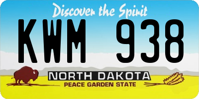 ND license plate KWM938