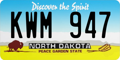 ND license plate KWM947