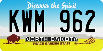 ND license plate KWM962