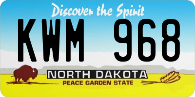ND license plate KWM968