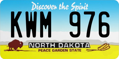 ND license plate KWM976