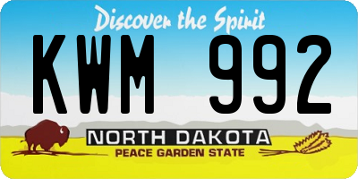 ND license plate KWM992
