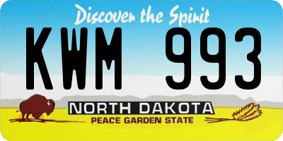 ND license plate KWM993