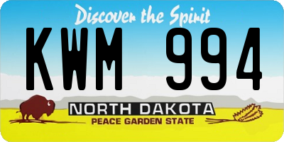 ND license plate KWM994