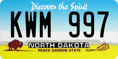 ND license plate KWM997