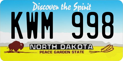 ND license plate KWM998
