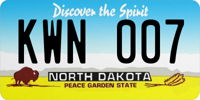ND license plate KWN007
