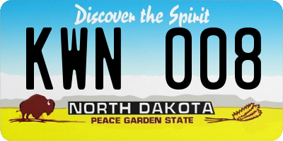ND license plate KWN008