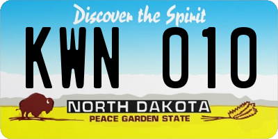 ND license plate KWN010