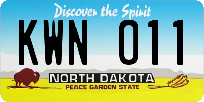 ND license plate KWN011