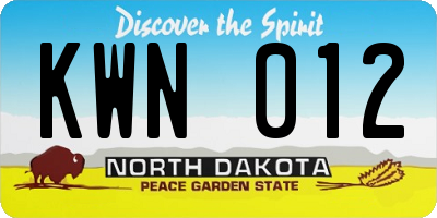 ND license plate KWN012