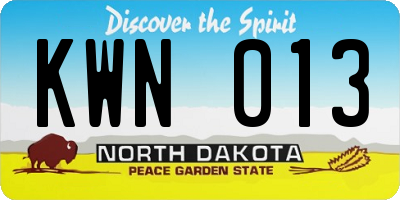 ND license plate KWN013