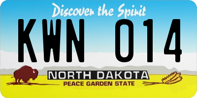 ND license plate KWN014