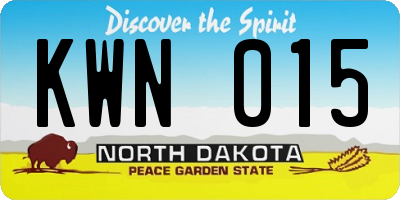 ND license plate KWN015