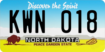 ND license plate KWN018