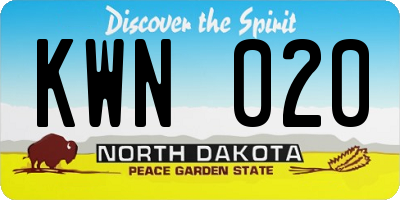 ND license plate KWN020